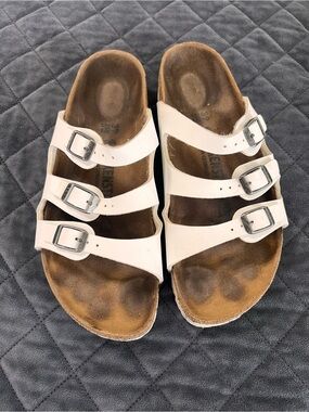 Birkenstock Florida Sandals Women's Size 8 8.5 39 Leather Slide Triple Strap